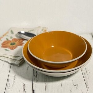 Set of 3 Vintage 70’s MIKASA Duplex Orange Bowls By Ben Seibel